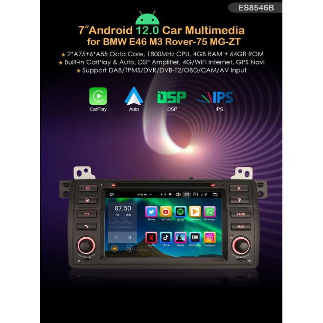 Erisin ES8546B 7" Android 14 за BMW E46