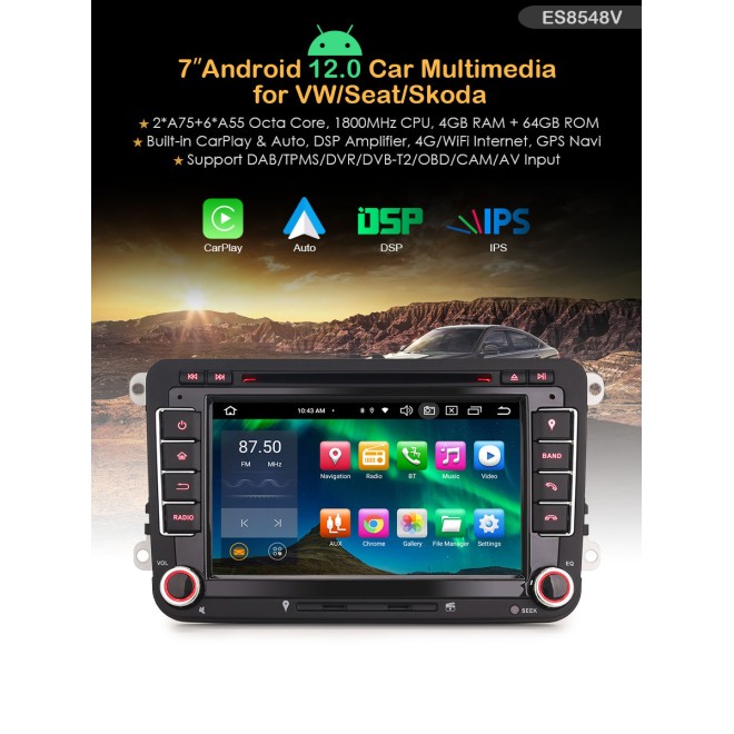 Erisin ES8548V 7" Android 14 за VW / Skoda