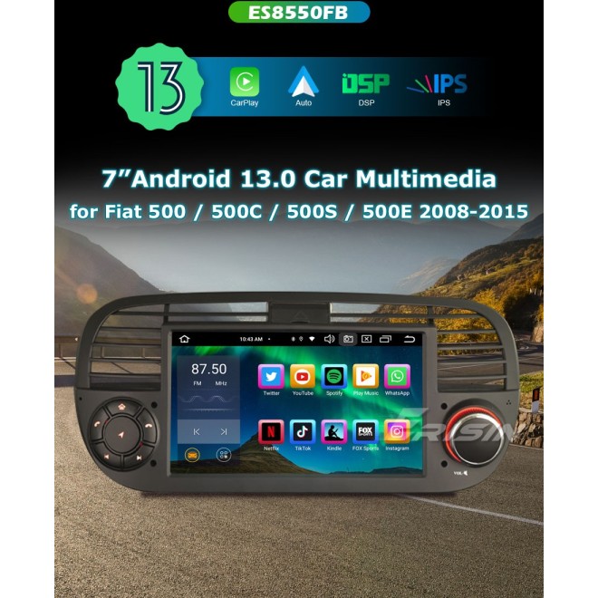 Erisin ES8550FB 7" Android 14 за FIAT 500 Erisin ES8550FB 7" Android 14 за FIAT 500