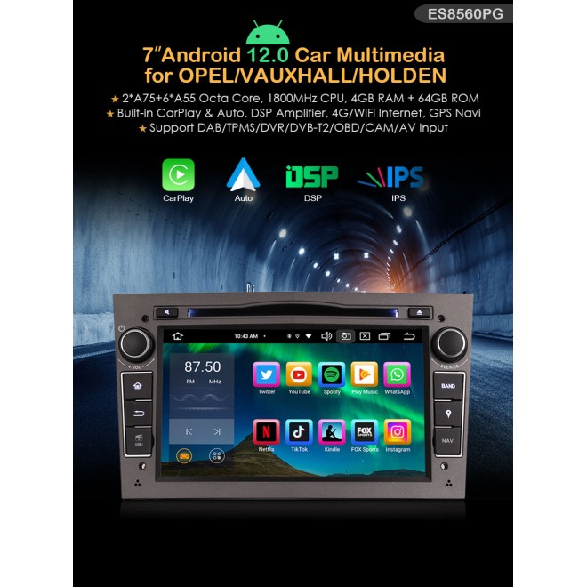 Erisin ES8560PG 7" Android 14 за Opel