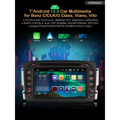Erisin ES8563C 7" Android 14 за Mercedes C-class, CLK и др.