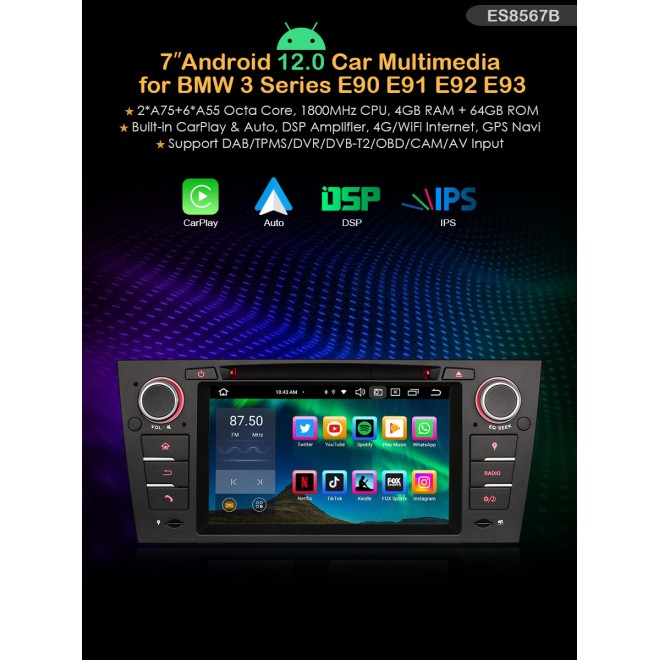 Erisin ES8567B за BMW 3-та серия E90 с Android12