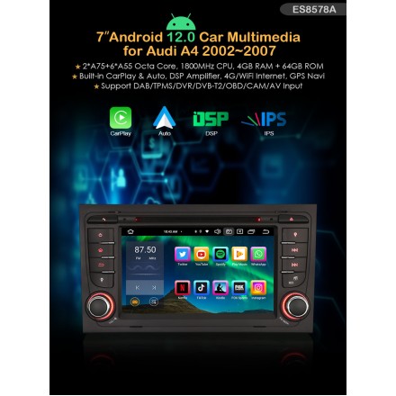Erisin ES8578A 7" Android 14 за Audi A4